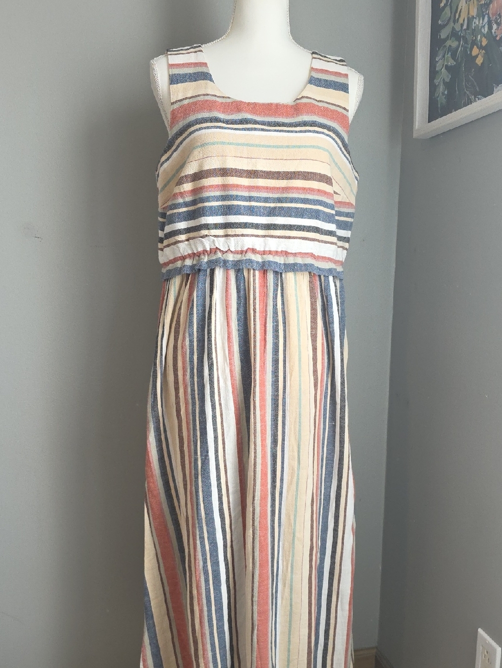 Coldwater Creek Striped Sleeveless Maxi Dress in Size 10 Cotton Blend